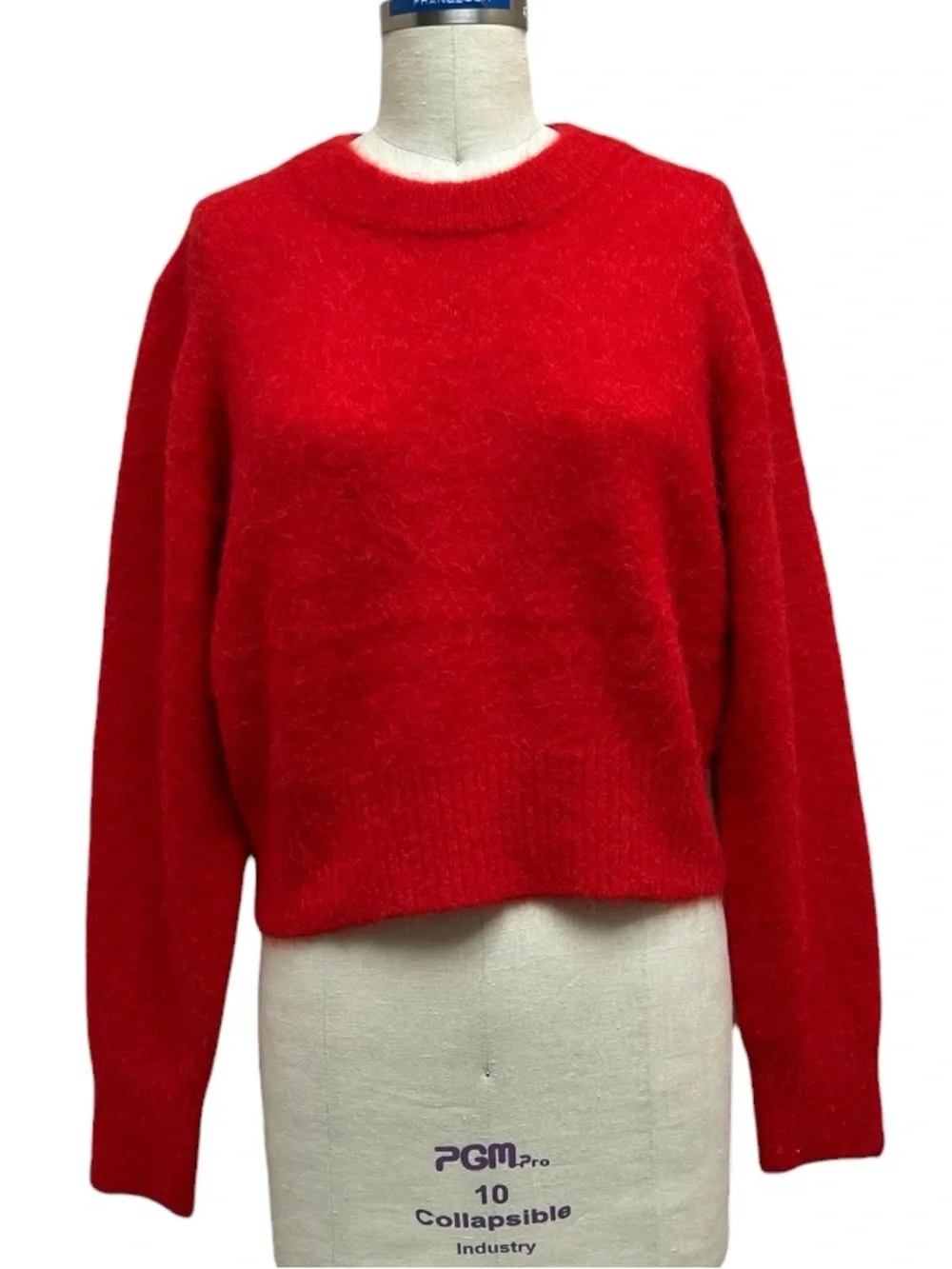 NWT Pistola Sara Shrunken Crewneck Alpaca Sweater In Rogue Red